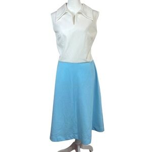 Vintage 1960s Lady Blair Sleeveless Colorblock Collar Midi Dress Mod Style Sz 16